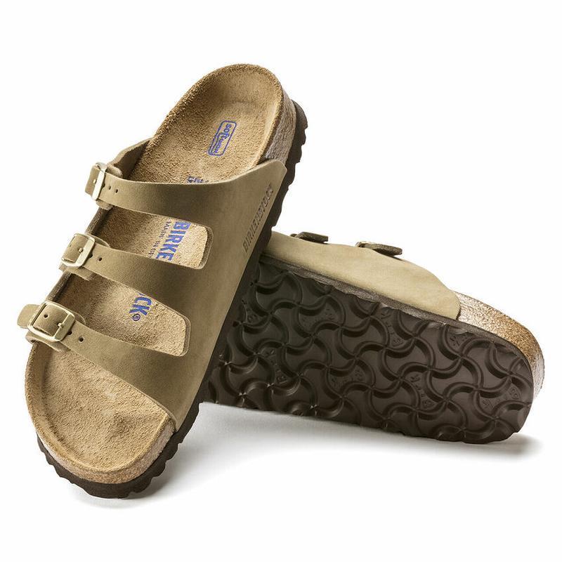 Birkenstock Fresh Soft Footbed Nubuck Læder Florida Dame Khaki | DK 456NWY